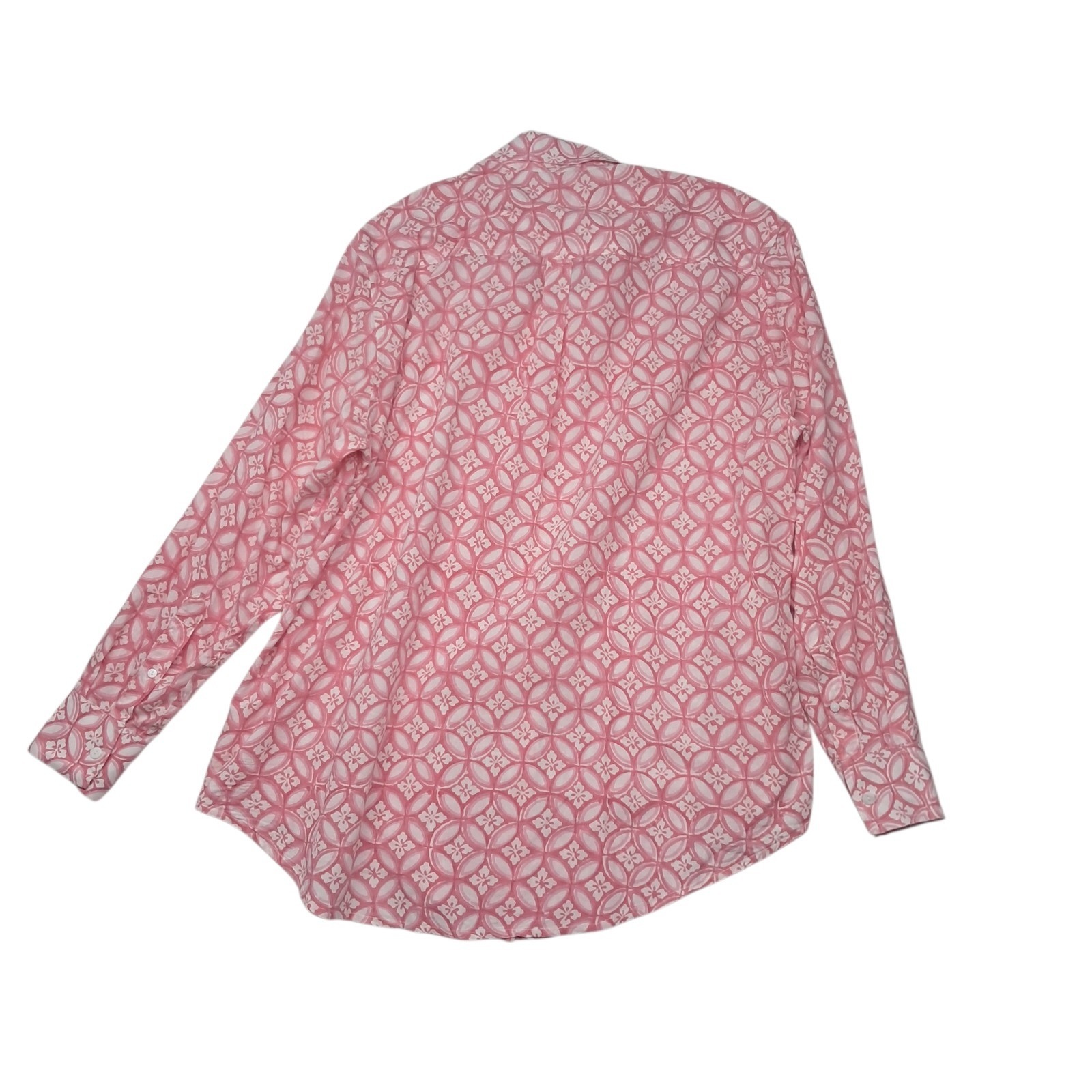 Pax Philomena Button Up Shirt Womens Xxl Pink Block Print Coastal Vacation — image 2 of 8